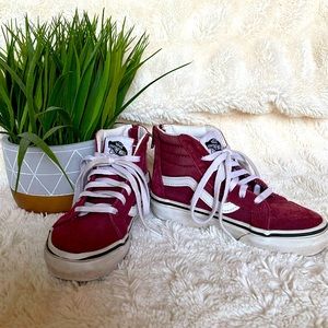 Burgundy high top little girls Vans